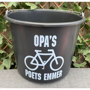 Cadeau emmer - 12 Liter- Met tekst: Opa's fiets poets emmer - mountainbike - wielrennen - e bike - Ebike - E-Bike - opa - kleur Taupe - cadeau - Schoonmaak - Schoonmaken - Poetsen - Vaderdag - Verjaardag - Jarige - Jarig - Feest - Partij - Fietsen