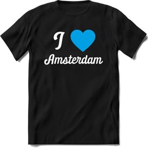 I Love Amsterdam T-Shirt | Souvenirs Holland Kleding | Dames / Heren / Unisex Koningsdag shirt | Grappig Nederland Fiets Land Cadeau | - Zwart - XXL