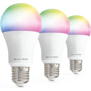Caliber Dimbare Smart Lamp E27 - 3 Lampen - RGB LEDs - Peer Slimme Led Lamp 850 Lumen 8 Watt Met App (HBT-E27-3PACk)
