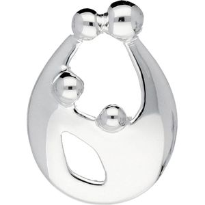 Glow hanger - familie - zilver - 2 kinderen - druppelvorm - glanzend - 15 x 11 mm
