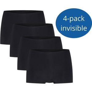 Beeren 4-pack invisible dames short Laura zwart Maat S/M
