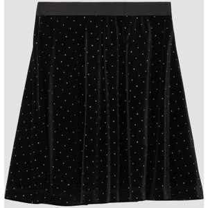 Rok - Korte Fluwelen Rok - Met Stras - Hoge Pasvorm - Uitlopende Snit