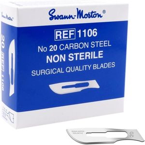 Swann Morton mesjes niet steriel nr 20 Swann Morton - RVS - Past op houder nummer 4 - Nummer 20