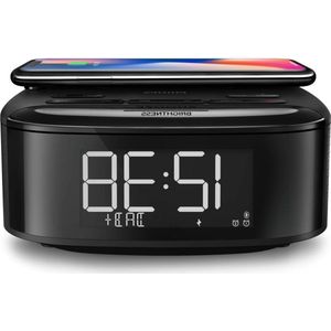 Wekker Klokradio DAB+/FM Radio - Bluetooth Dubbel alarm - Sleeptimer - Automatische Tijdsynchronisatie - Batterij als Back-up - Draadloze Telefoonopladere.
