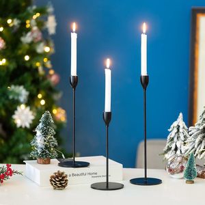 Kandelaar staafkaarshouder zwart - set met 3 kaarsenhouders metalen kaarsenhouder lange houder hoge kandelaar set voor tafeldecoratie bruiloft kerstmantel woondecoratie