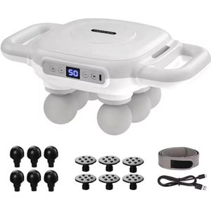 TRESTO - Massage Apparaat - 6 Koppen - Verlicht Spierpijn - Voorkomt Kramp - Massage Gun - Massage Gun Professioneel - Elektrisch Nek en Rug Massage Apparaat - Massage - Profesioneel - Wit