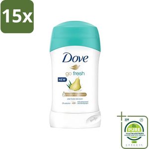 15 x Dove - Deodorant - Stick Go Fresh Pear & Aloe Vera - Frisse geur en bescherming - 40 ml - Grootverpakking - Deodorant - Antitranspirant - Dove - Go Fresh - Peer