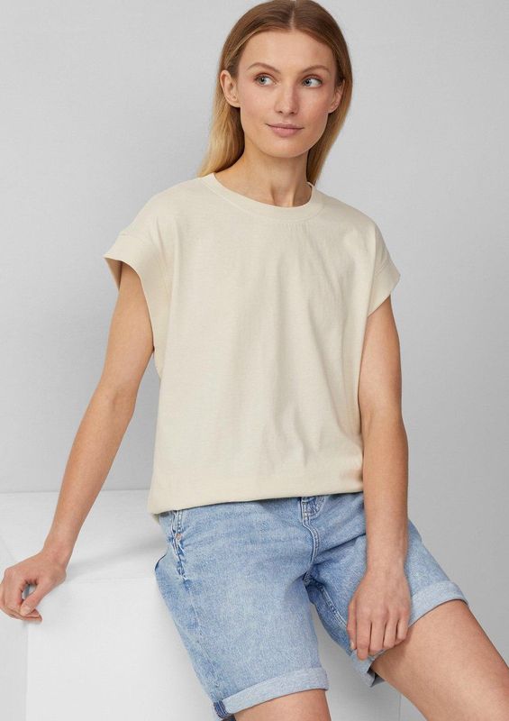 s.Oliver - Shirt - Ivoor - T-shirt - Ronde Hals - Kwartmouw