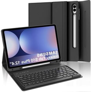 Toetsenbord compatibel met Samsung Tab S9/S9FE/S10 Plus - Bluetooth - Magnetisch - QWERTZ - Zwart - 12.4 inch - 2023/2024 - Galaxy Tab S10+/S9FE+/S9+