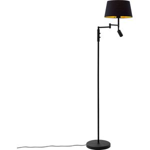 QAZQA ladas - Retro Vloerlamp | Staande Lamp met leeslamp - 1 lichts - H 154 cm - Zwart Goud - Woonkamer | Slaapkamer | Keuken