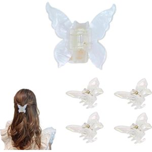 Vlinder Haarspelden Set - 4 Stuks - Wit - Haaraccessoire