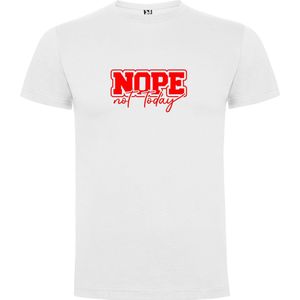 Wit T-Shirt met “Nope Not Today“ Afbeelding Rood Maat 4XL