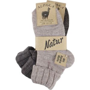 Alpaca sokken - 2 paar - Warme wintersokken - Thermosokken - Unisex - Bruin - Maat 35-38