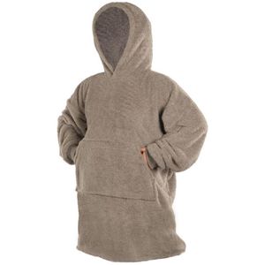 Tiseco - Hoodie COCOON - Deken met Mouwen - Fleece - Unisex - One Size, taupe