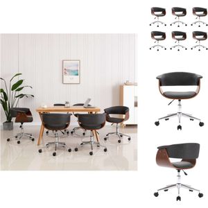 vidaXL Draaibare Eetkamerstoelen - Set van 6 - Grijs - 59.5 x 58 x (66 - 74) cm - Ergonomisch Design - Eetkamerstoel