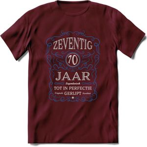 70 Jaar Legendarisch Gerijpt T-Shirt | Blauw - Grijs | Grappig Verjaardag en Feest Cadeau Shirt | Dames - Heren - Unisex | Tshirt Kleding Kado | - Burgundy - L