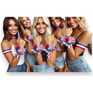 Hawai Armbanden Rood Wit Blauw Franse/Nederlandse Flag - Set van 10 Stuks