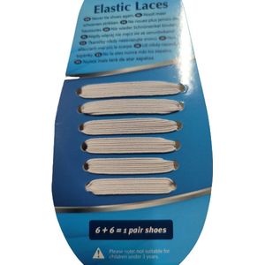 Elastische schoenveters Flexi Lace - Wit - Kunststof / Elastiek - One Size - Geschikt voor 1 paar schoenen
