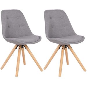 Rootz Set van 2 eetkamerstoelen - Elegante zitting - Comfortabele stoelen - Massief hout en linnen - Ergonomisch ontwerp - Duurzaam - Eenvoudige montage - 85 cm x 44 cm x 47 cm