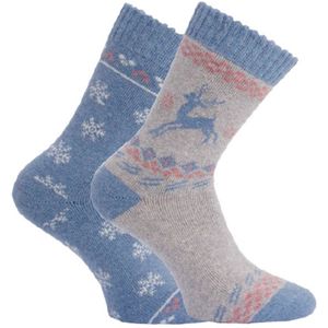 Wollen warme sokken met rendier - prijs per 2 paar - elastan