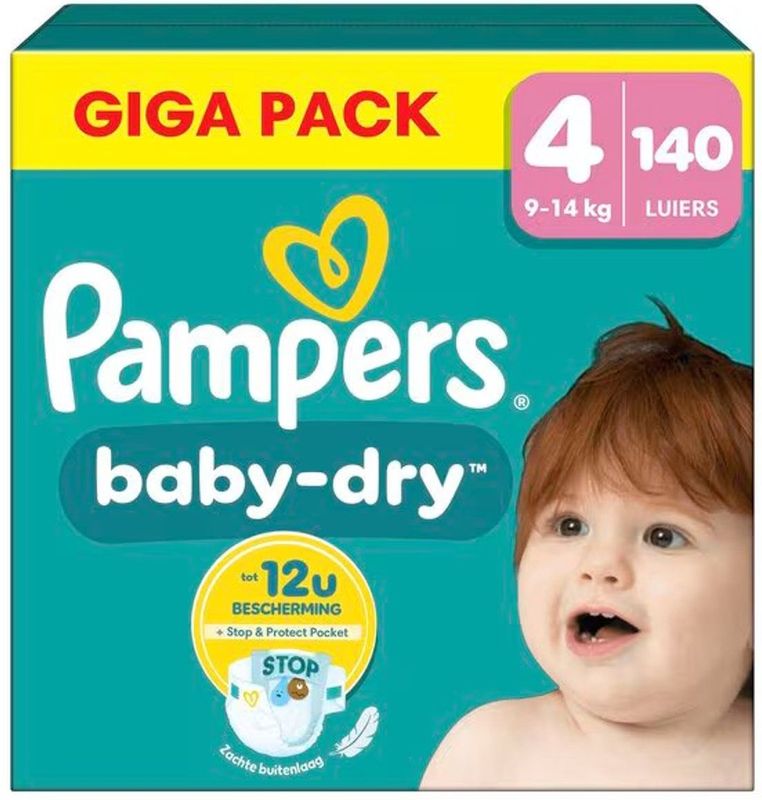 Pampers - Baby-Dry - Luiers - Maat 4 - 140 Stuks - Maandbox