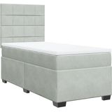 vidaXL - Boxspring - met - matras - fluweel - lichtgrijs - 80x200 - cm