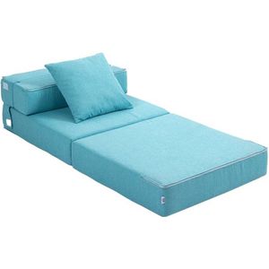 Klapstoel bed, slaapbank, 2-in-1 opklapbare stoel met slaapfunctie, relaxstoel met kussen, logeerbed, tot 100 kg belastbaar, blauw