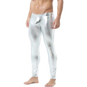 Heren kunstleer tank top en strakke broek set met capuchon en buidelzak