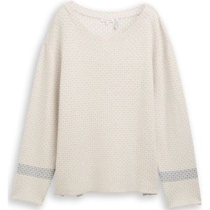 Tom Tailor - Gebreide Trui - Beige Melange - Mini Argyle - Lange Mouwen