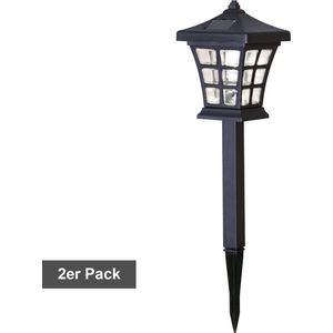 Star Trading solar paalenset Nippon, 2 stuks, LED, warm wit, schemersensor, buiten, 33 cm