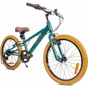 Verdant Bike Kinderfiets voor jongens, 20 inch Groen, wielmaat te kiezen uit 6 versnellingen Shimano van 6 tot 10 jaar in hoogte verstelbaar