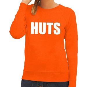 Huts fun tekst sweater sweater oranje dames - Oranje kleding voor dames XS