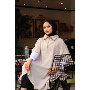 SOCKSTON- Gebredie Poncho voor Dames - Gebreide Omslagvest - Beige