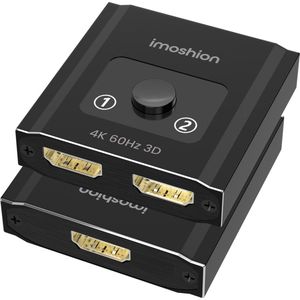imoshion HDMI Switch 4K 60Hz - 2 in 1 uit / 1 in 2 uit - HDMI-Switches - HDMI Splitter 2 poorts - Zwart
