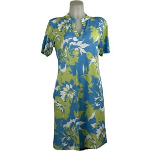 Angelle Milan – Travelkleding voor dames – Blauw/Groene Jurk Ademend – Kreukvrij – Duurzame Jurk - In 5 maten! - Maat S