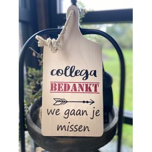 Serveerplank met tekst - collega - bedankt - afscheid - cadeau