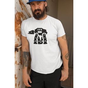 Rick & Rich - T-Shirt Empire's AT-AT - T-Shirt Star Wars - Wit Shirt - T-shirt met opdruk - Shirt met ronde hals - T-shirt Man - T-shirt met ronde hals - T-shirt maat 3XL