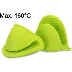 IBBO® - 2x Pannenlap - Siliconen - Set van 2 stuks - Warmtebestendig - Hittebestendig tot 160ºC - Ovenhandschoenen - Keuken - BBQ - Anti-verbrandingshandschoenen - antislip rubber - hoge temperatuur - anti-hete handschoenen - Groen