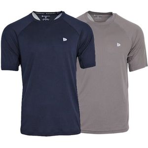 2-Pack Donnay - Sportshirt (André) - T-Shirt - Heren - Navy/Steel Grey (730) - maat S