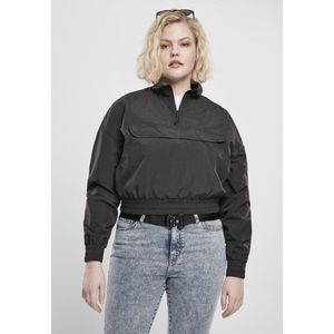Urban Classics Pullover Jas -2XL- Cropped Crinkle Nylon Zwart