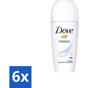 Dove Classic - Deodorant Roll-on - 50 ml - Voordeelverpakking - 6 stuks