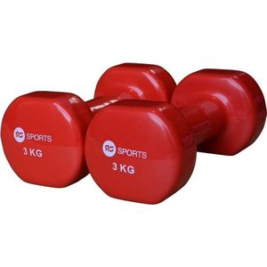 RS Sports Dumbells set - 2 x 3 kg dumbbells - Vinyl - Rood