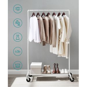 kledingrek - Kapstok - Garderobestandaard - Industrieel ontwerp - Tot 90 kg belastbaar - Wit