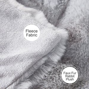 Zachte warme pluche fleecedekens - konijn dik 1000 g m² - plaids - grote pluizige deken - slaapkamer bank - reizen kinderen camping - lichtgrijs - 130 x 160 cm