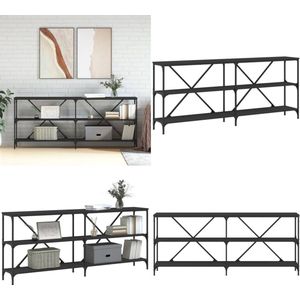 vidaXL Wandtafel 180x30x75 cm bewerkt hout en ijzer zwart - Wandtafel - Wandtafels - Gangtafel - Haltafel
