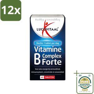 Lucovitaal - Vitaminen - Vitamine B Complex Forte - 60 Tabletten - Voordeelverpakking - 12 stuks - Zenuwstelsel - Mentale prestaties