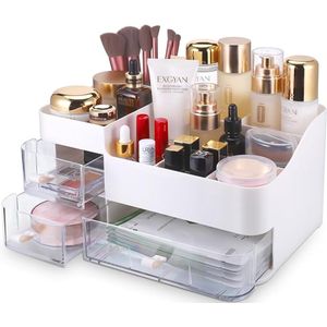 Make-uporganizer met 3 laden, make-up-organizer, opbergdoos, cosmeticabox voor wastafel, organizer voor slaapkamer, badkamer, grote make-up-organizer