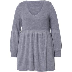 MIAMODA - Dames - Trui kasjmier touch breed schootje - Lichtgrijs melange - Maat 50+