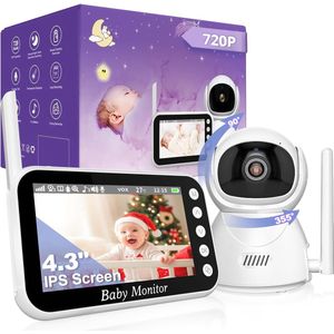 Babyfoon met Camera 43 inch Videobabyfoon 720p 2000 mAh-Batterij Inschuifbare SD-Kaart 10 x Digitale Zoom Twee-Weg Audio VOX-Modus Nachtzicht Temperatuurbewaking Slaapliedje - Beste Kwaliteit