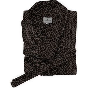 Linnick Flanel Fleece Badjas Snake - black/antraciet - S - Badjas Dames - Badjas Heren